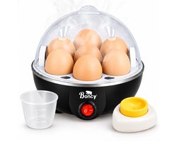 Boncy® Eierkoker Electrisch - Ei Koker voor 7 Eieren - Elektrische Eikoker - Egg Boiler Cooker - Eggcooker Stomer Hulpmiddel - Inclusief Eierprikker + Maatbeker - Koken, Pocheren & Stomen - Hard, Zacht en Medium Gekookt