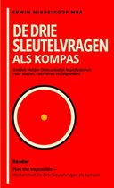 Boekomslag met rode achtergrond, witte titel 'De Drie Sleutelvragen als kompas' en een cirkelvormig symbool.