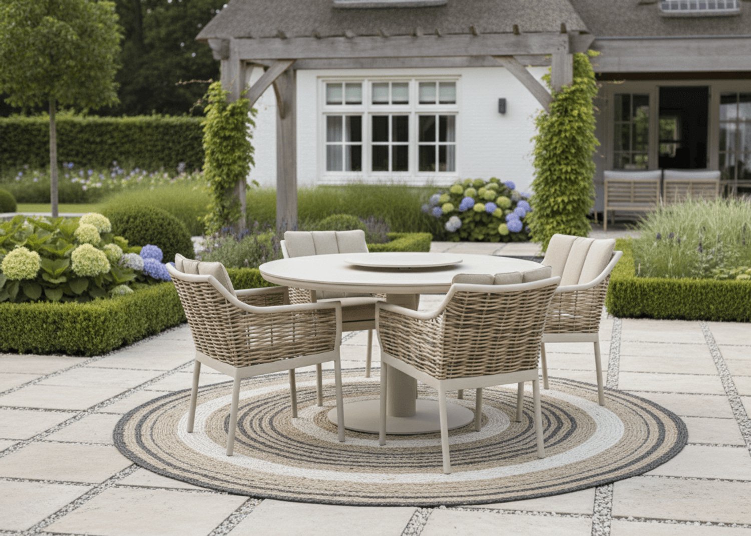 Apple Bee Melville Table à manger - Ø 140 cm - Sintered Stone - Oyster