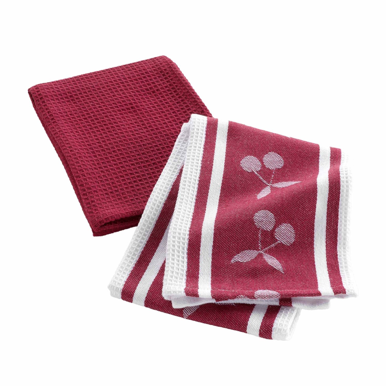 Douceur d'intérieur - Set theedoeken CERISETTE, rood, 50 x 70 cm