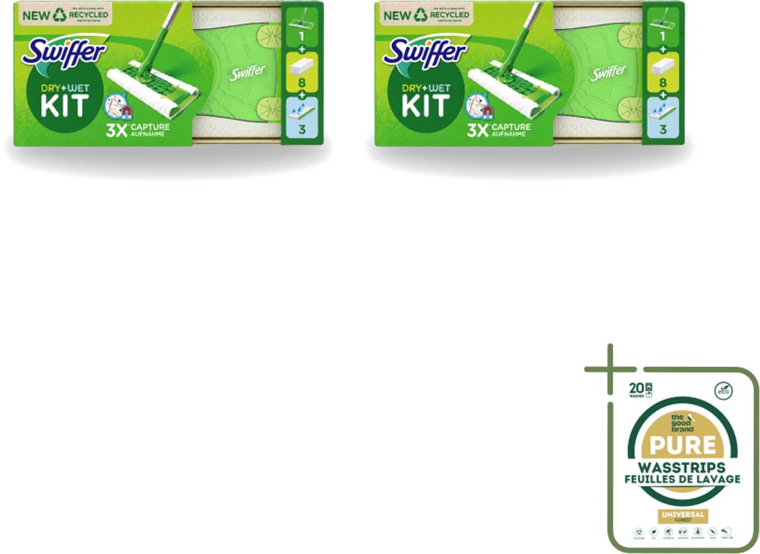 2 x Swiffer – Vloerreiniger – Starterkit – 1 dweil + 8 droge & 3 vochtige doekjes - Wasstrips - Vloerreiniger - Schoonmaken - Stofzuiger - Droge Doek - Vochtige Doek