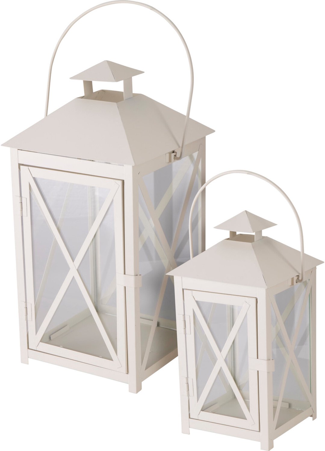 Home & Styling Collection Home Styling Collection - Decoratieve metalen lantaarn, set van 2, 20 x 20 x 40 en 15 x 15 x 30 cm Beige