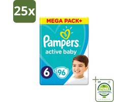 25 x Pampers - Active Baby - Luiers - Maat 6 (13-18 kg) - Extra Groot - 96 Luiers - Grootverpakking - Vaatwasstrips - Luiers Voor Baby - Droge Luiers - Beschermende Luiers - Actieve Luiers - Superabsorberende Luiers