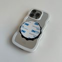 Zwarte telefoonsticker met zuignappen en 3M tape op een telefoonhoesje.