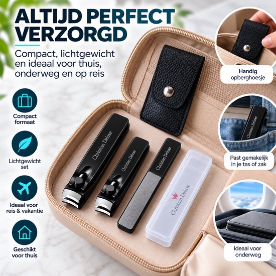 Christian Deluxe® Combo Nagelknipper Set met Nano Glasvijl - Nagelknipper - Teennagelknipper - Pedicureset - Manicure set - Pedicure — afbeelding 5
