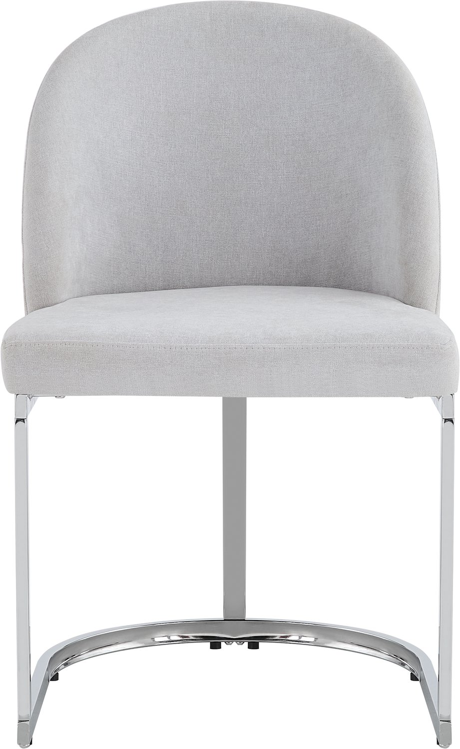 SONNENH Eetkamerstoelen set van 6 - Lichtgrijze chenille - Dubbele rug - Zilverkleurig metalen sledeframe