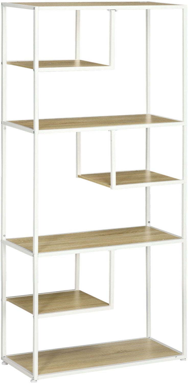 HOMCOM Boekenkast - Spaanplaat - 83x34x180cm - Eikenhout