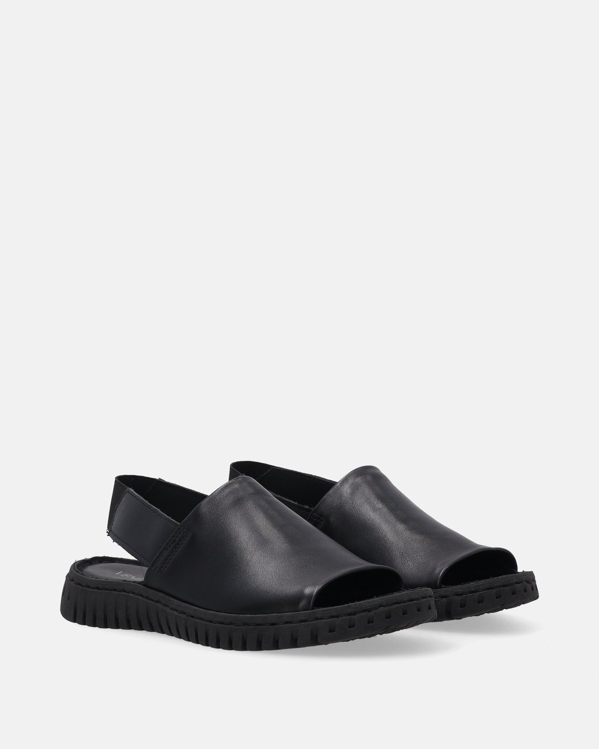 Zwarte leren sandalen - Geribbelde zool - Maat 36