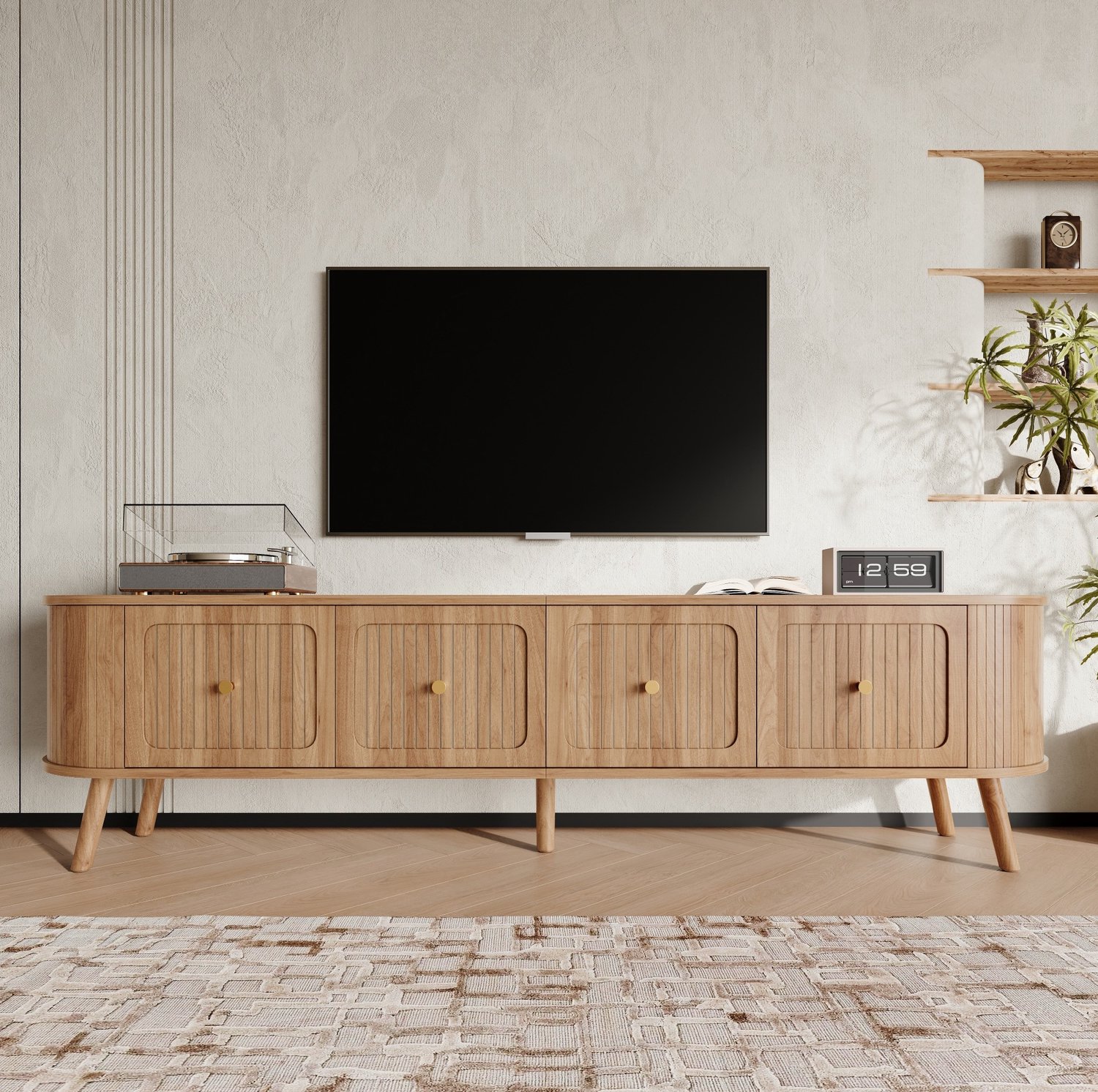 CHICFURN TV-meubel - Opbergruimte - Klepdeuren - Eikenkleur