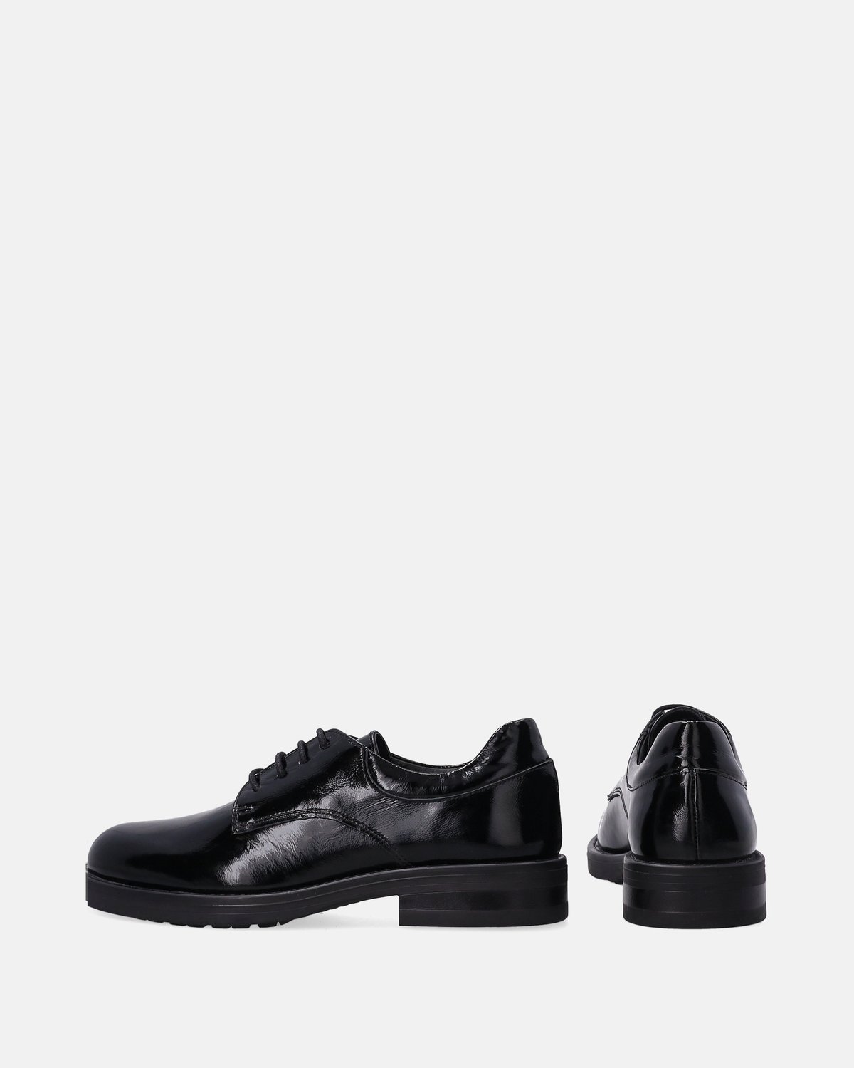 Zwarte lakleren damesveterschoenen - 3 cm hak