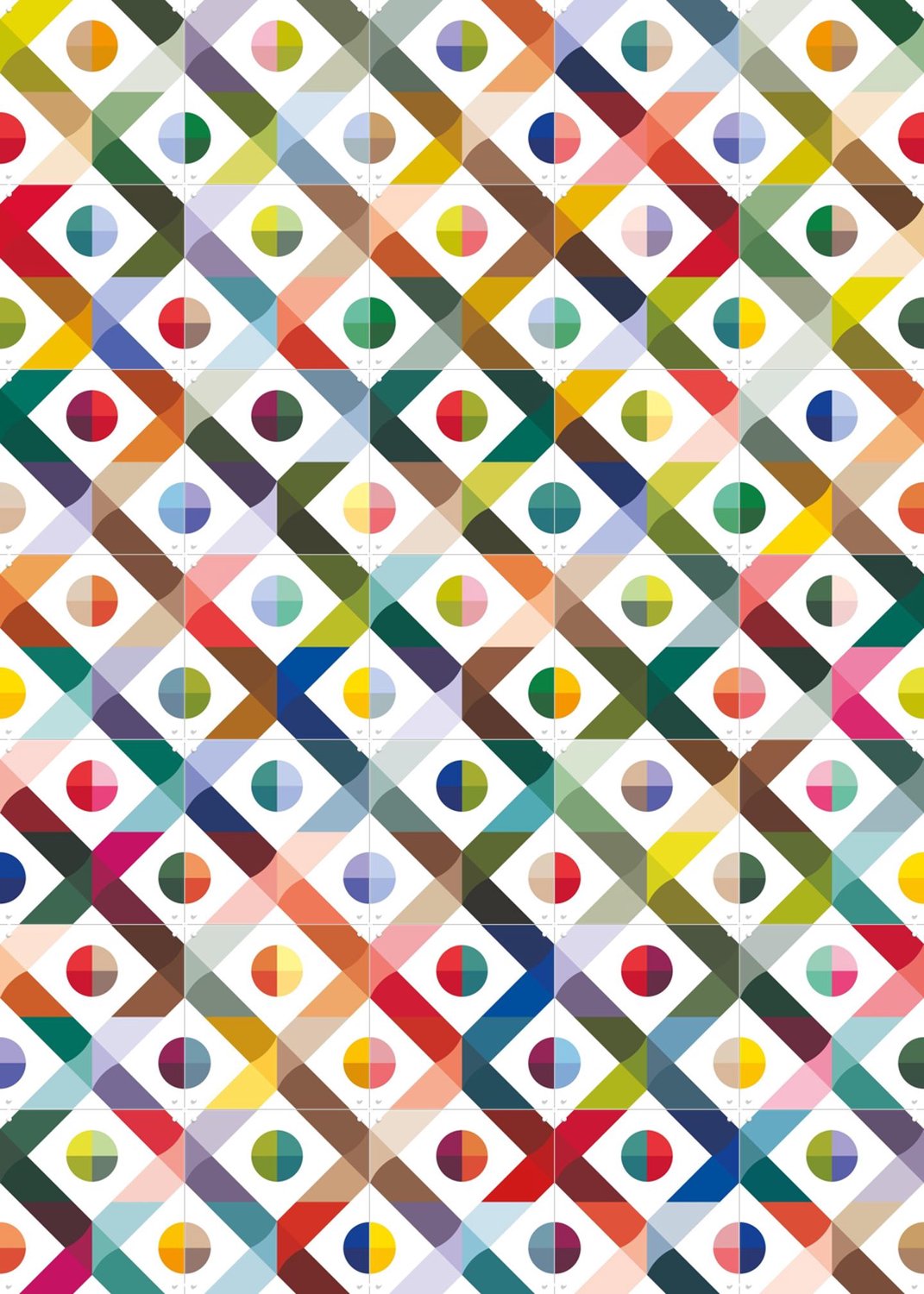 IXXI Piazza Collagebox, Markus Laible - 100 x 140 cm - Grote wanddecoratie en posters - Minimalisme, Speels, Digitale Kunst, Strepen, Geometrische Kleur / Groen / Roze / Paars / Rood