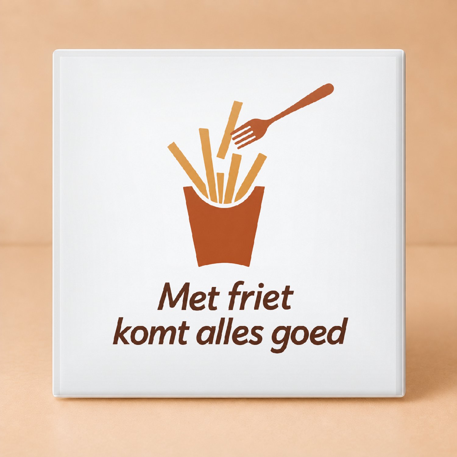 Bedruk King Minimalistische Hakuna Patata Tegel – Scandinavisch Design Wanddecoratie voor Rustige Interieurs - 15 x 15 cm Wit