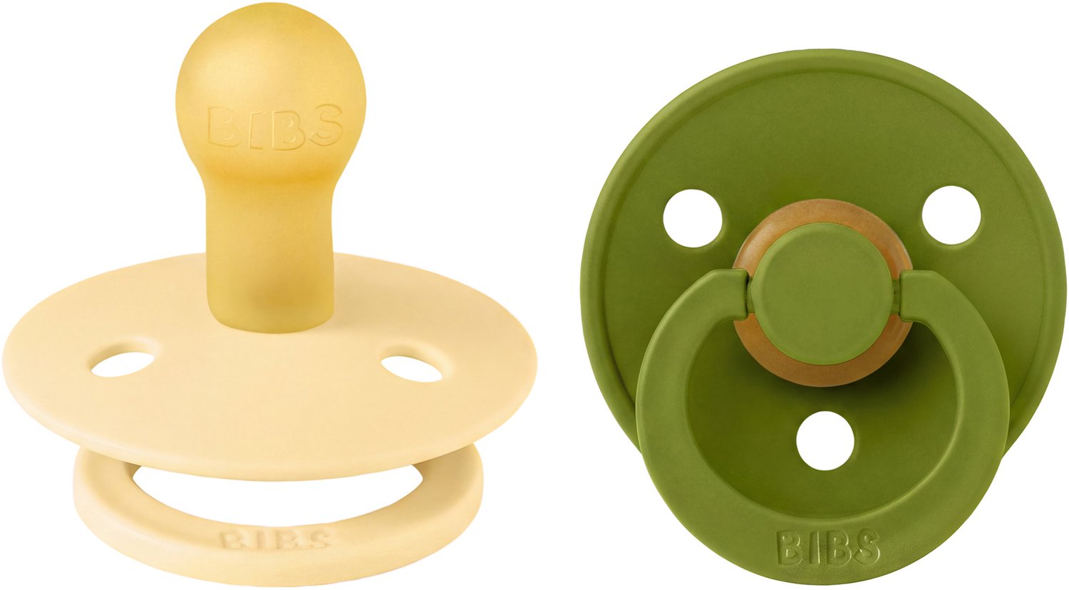 BIBS Colour Fopspeen - 0-6 mnd - 2-pack - Rond - Pale Butter/Wasabi
