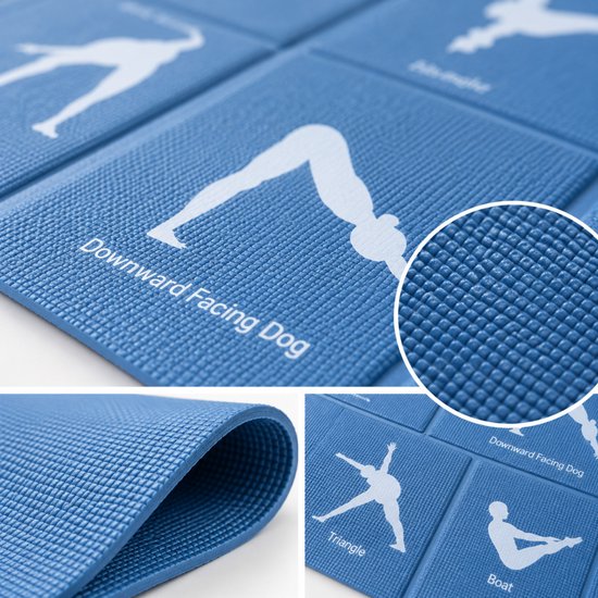 Yogamat - Yogamat Antislip - Fitness mat - Trainingsmat - Mat incl sport oefeningen - Blauw van Yogamat — afbeelding 5