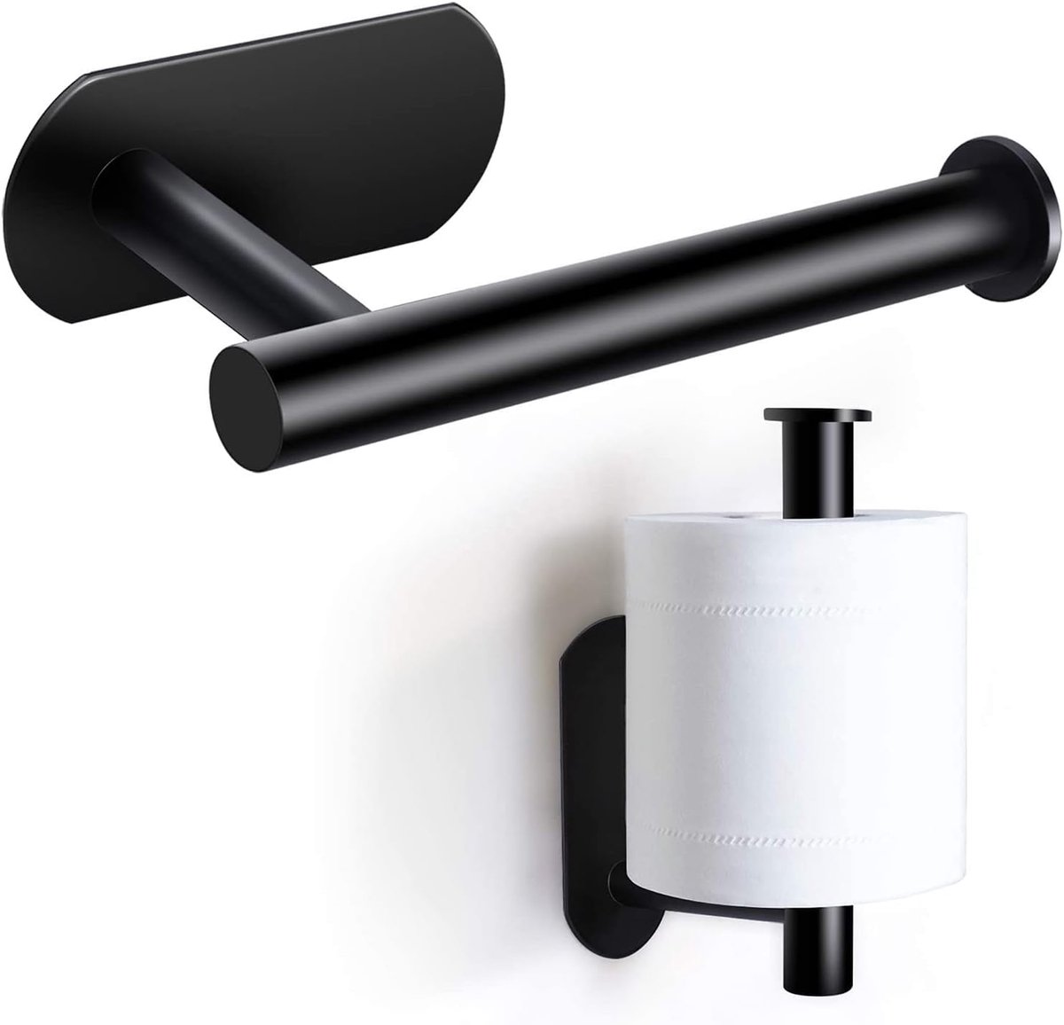 Toiletrolhouder - 16 cm - Zonder Boren - Zwart