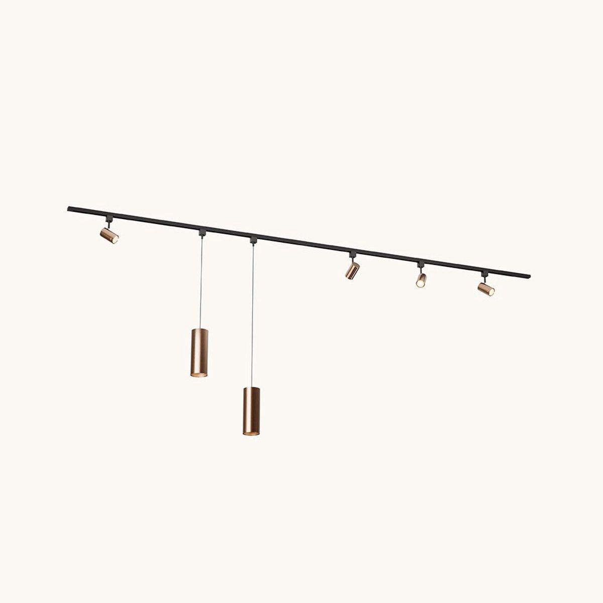 LUSENZ Railverlichting Pakket - Recht - 2x 1,5 m rail - 4 railspots - 2 hanglampen - Incl. 2700K GU10 - IP20 - Modulair - 230V - Beloria/Belano(M) -