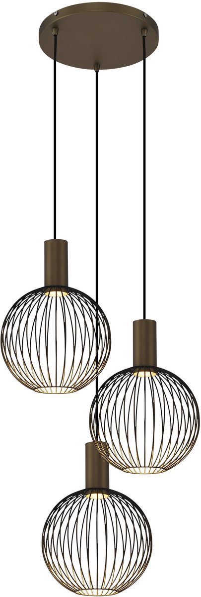KS Verlichting - plafondlamp - Ascha - hanglamp - 3 lichts - zwart - goud - 3x GU10 - dimbaar - luxe - binnenverlichting