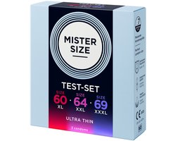 Mister Size TEST KIT - Condooms 60, 64, 69 mm - 3 transparant - 3 stuks