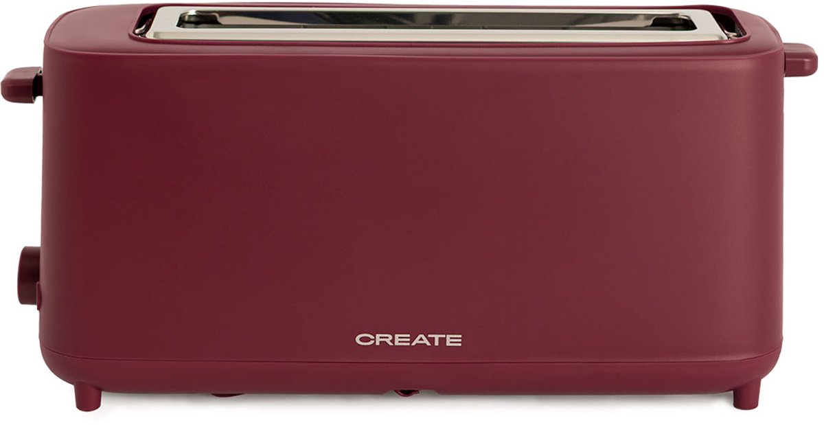 CREATE - Broodrooster van 750 W - Met beveiligingssysteem - Zes vermogensniveaus - Bordeauxrood - TOAST STUDIO