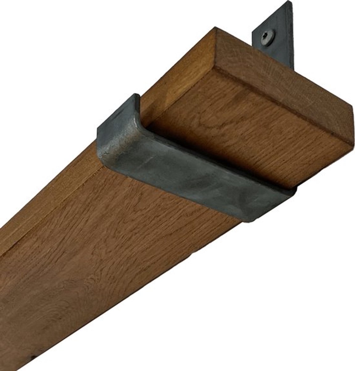 GoudmetHout Donkere Eiken Wandplank - 240x10 cm - Plankdragers L-UP Zonder Coating Donker eiken