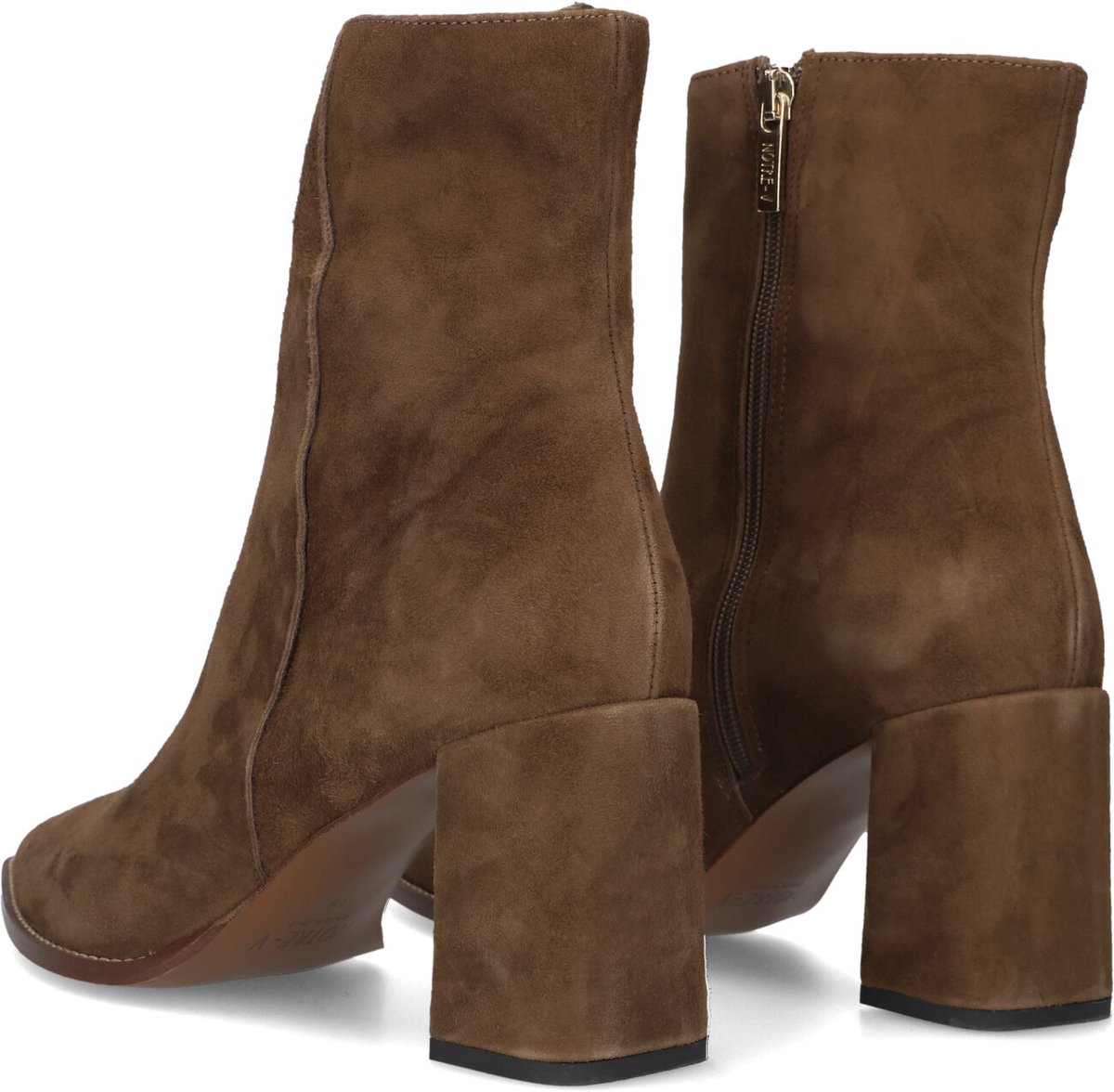 Notre-V 94836 Enkellaarsjes - Enkelboots met rits - Dames - Bruin - Maat 38