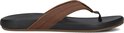 Zijprofiel van een Reef slipper met bruine bandjes en zwart voetbed.