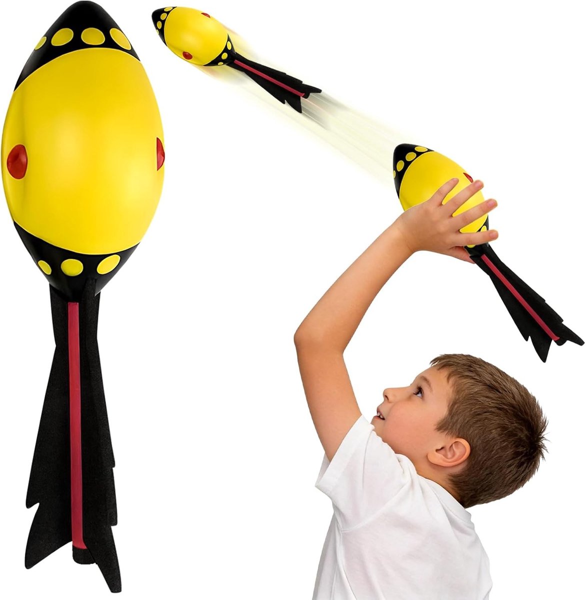 Vortex Rocket Soft Foam Javelin Gooi Pijp voor Groot en Klein, Perfect voor Strand, Zwembad en Tuin (Geel)