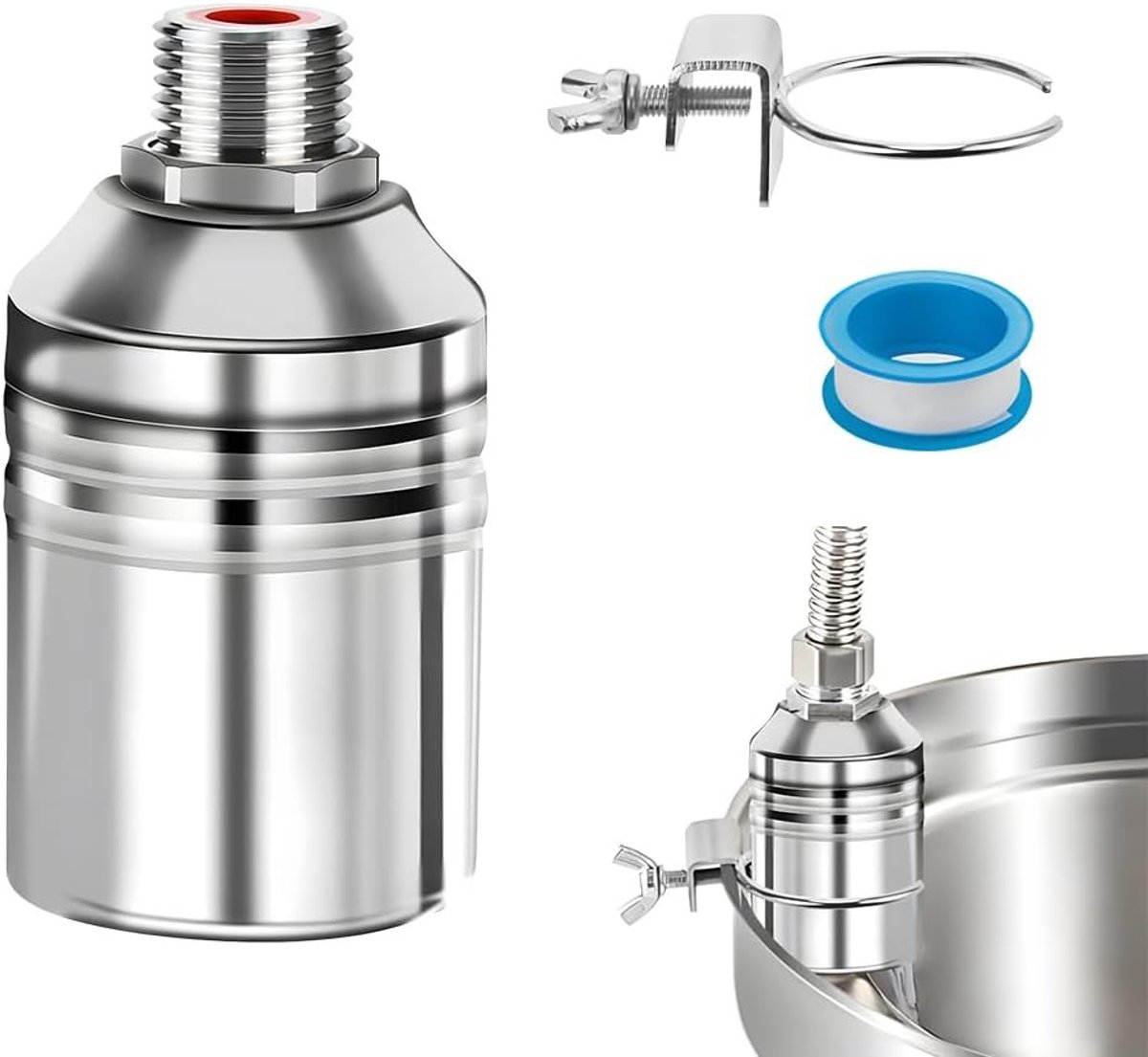 Automatische Waterniveau Regelklep voor Zwembaden - 3/4 Inch RVS Drijver met Afsluitband voor Efficiënte Waterbeheersing en Betrouwbare Niveaucontrole