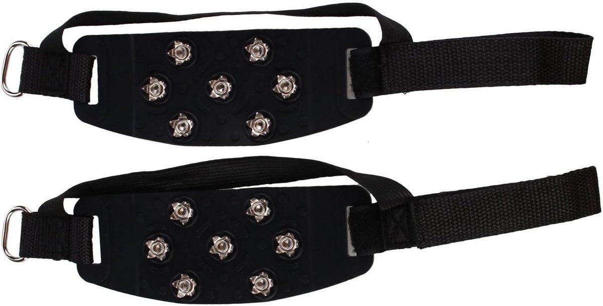 Universele antislip schoenspikes met klittenbandsluiting voor optimale grip en stabiliteit tijdens het lopen op gladde oppervlakken.