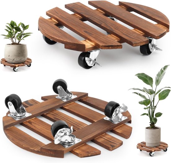 Set van 2 Weerbestendige Plantrollers van 30 cm voor Bloempotten met Wielen, Ideaal voor Buiten en Binnen Gebruik, Verplaatsbare Plantenhulp