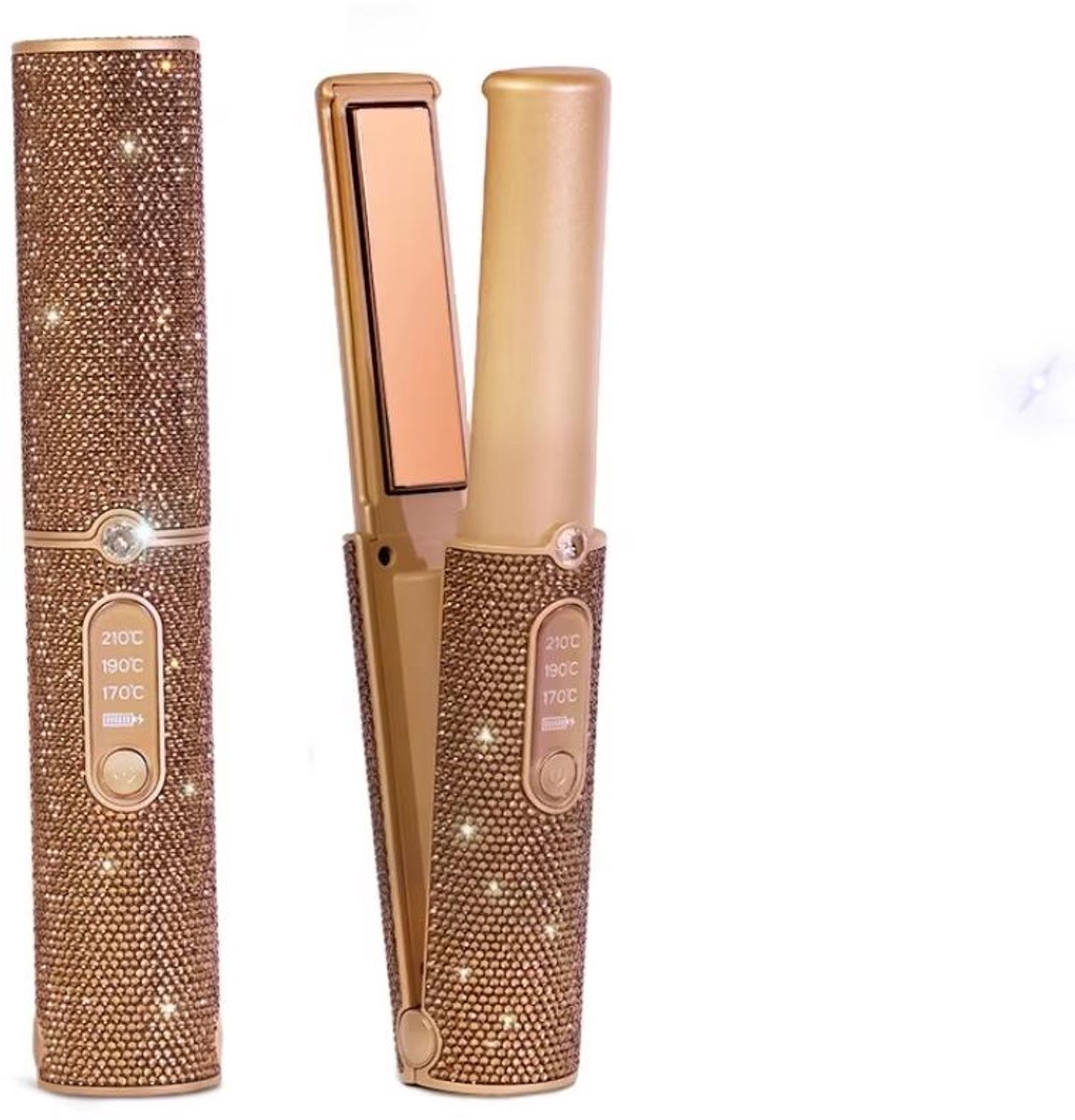 Draadloze Stijltang Goud - 5000 mAh Batterij - Titanium Coating - 3 Temperatuurstanden - Reisstijltang