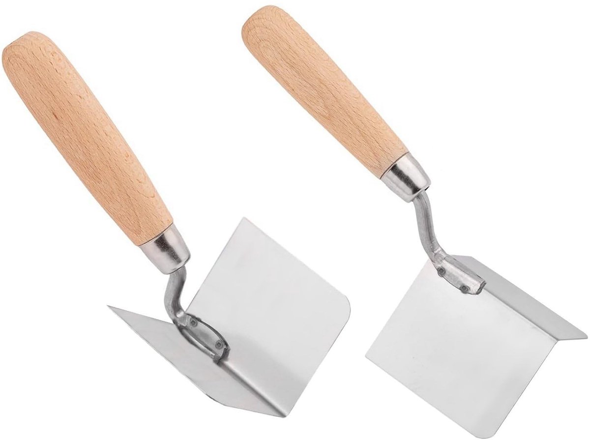 Elzusha - Set van 2 Hoektroffels, RVS met Houten Handvat