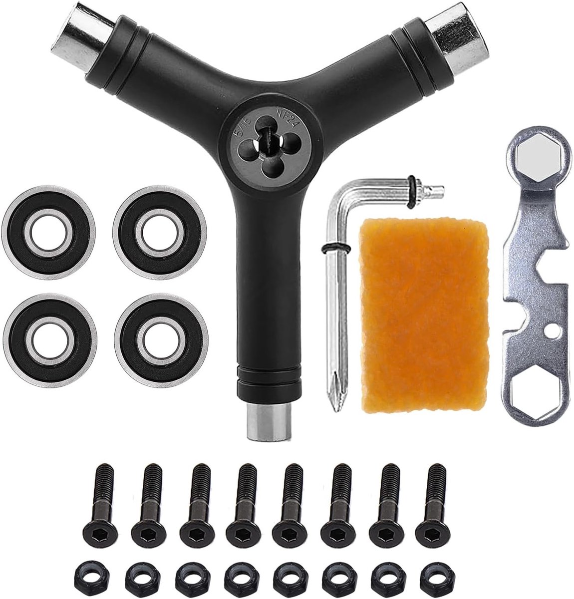 Skateboard Y-Gereedschap - Zwart - Multifunctioneel - Nylon en Legering - Voor Skateboards en Fietsen