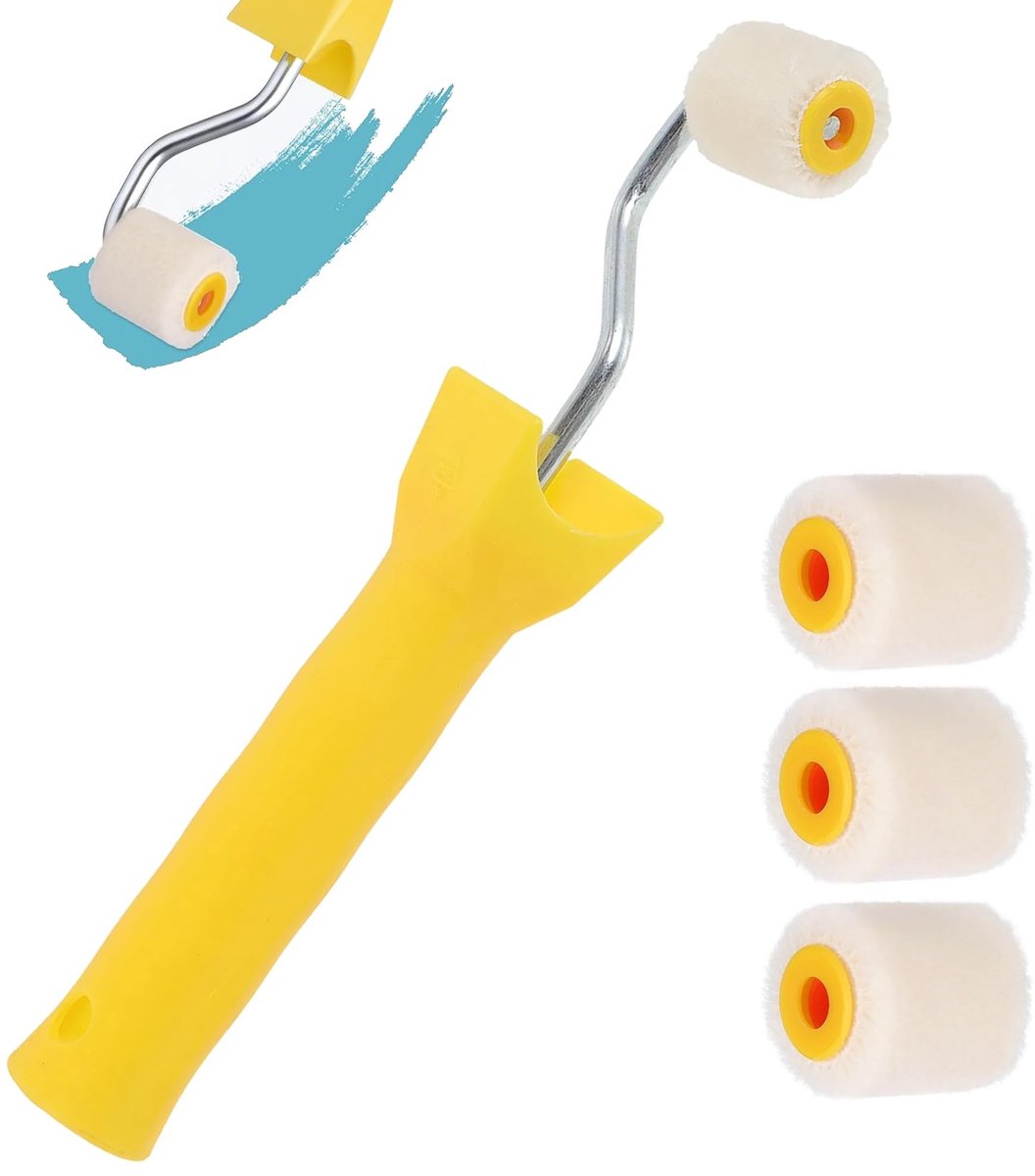 Elzusha - Mini Verfroller met Handvat - Inclusief 1 Borstel en 4 Rollen