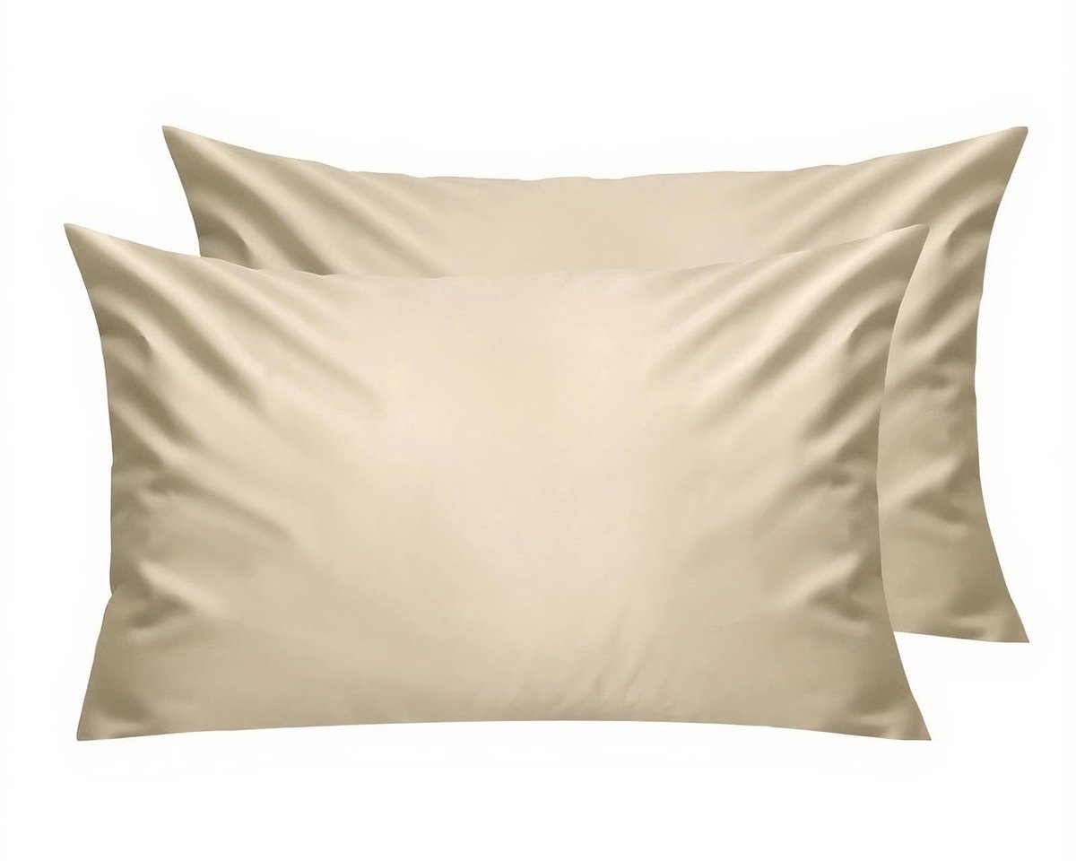 Elzusha - Kussenslopen Set van 2 - 100% Katoen - 50x90 cm - Licht Koffie