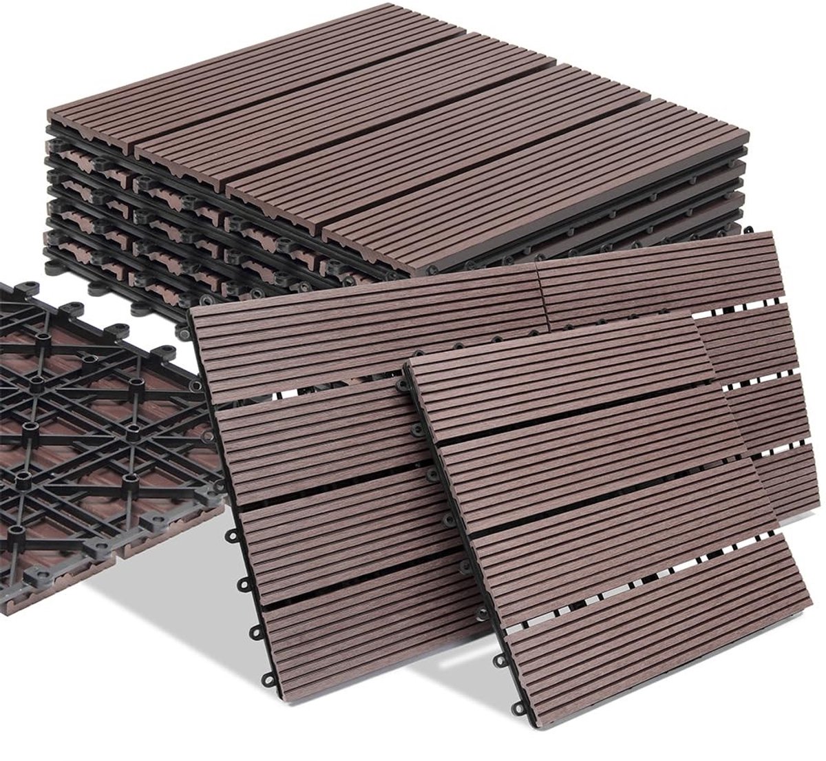 Elzusha - Set van 11 Tuintegels - 30x30 cm - Taupe