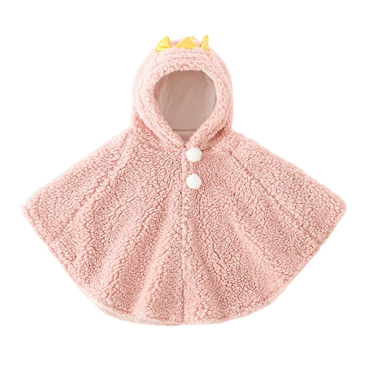 Elzusha - Kindercape met capuchon - Warm en zacht voor de winter - Roze