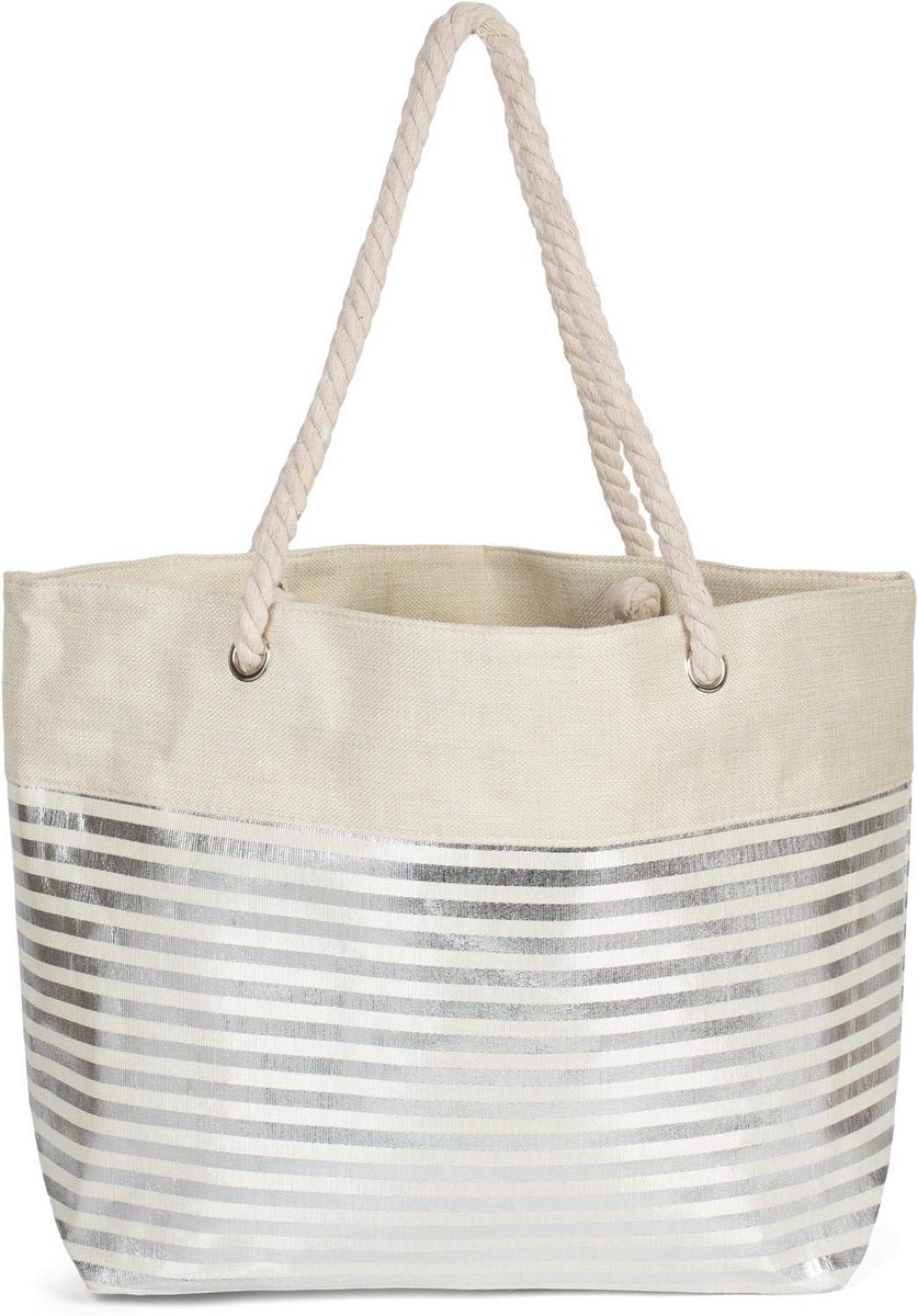 Elzusha - XXL Strandtas met Metallic Strepen en Rits