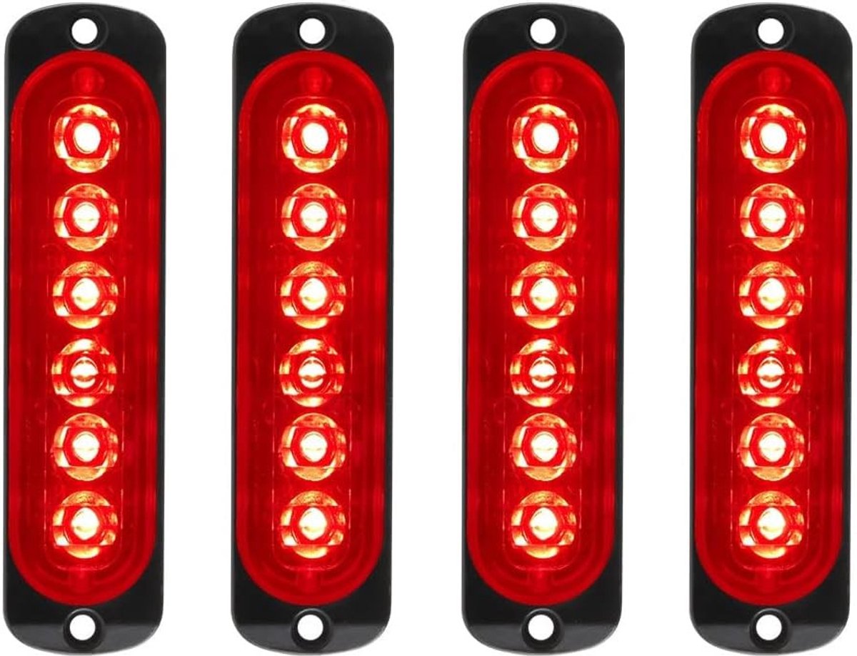 Ultraslank Noodwaarschuwing Strobe Licht - Rood - 12V-24V - Waterdicht LED Waarschuwingslamp - Voor Auto en Vrachtwagen
