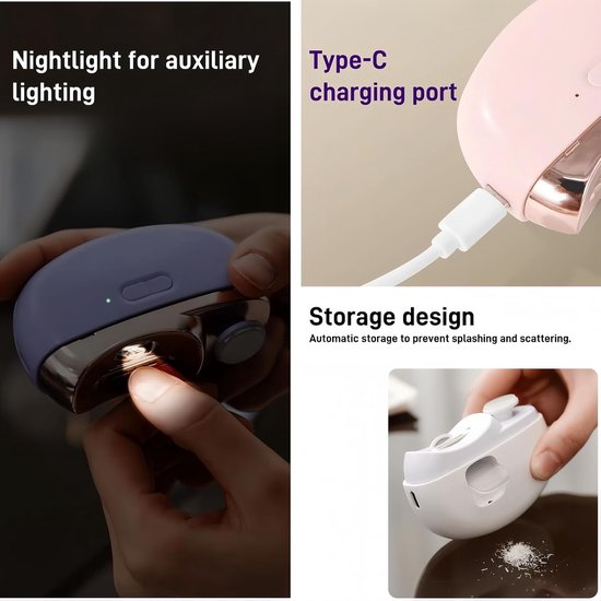 Automatische Elektrische Nagelknipper - Volledig Automatische Baby en Senioren Nageltrimmer - Handzaam Ontwerp voor Manicure en Nagelverzorging - Geschikt voor Thuis en Reizen - Wit — afbeelding 2