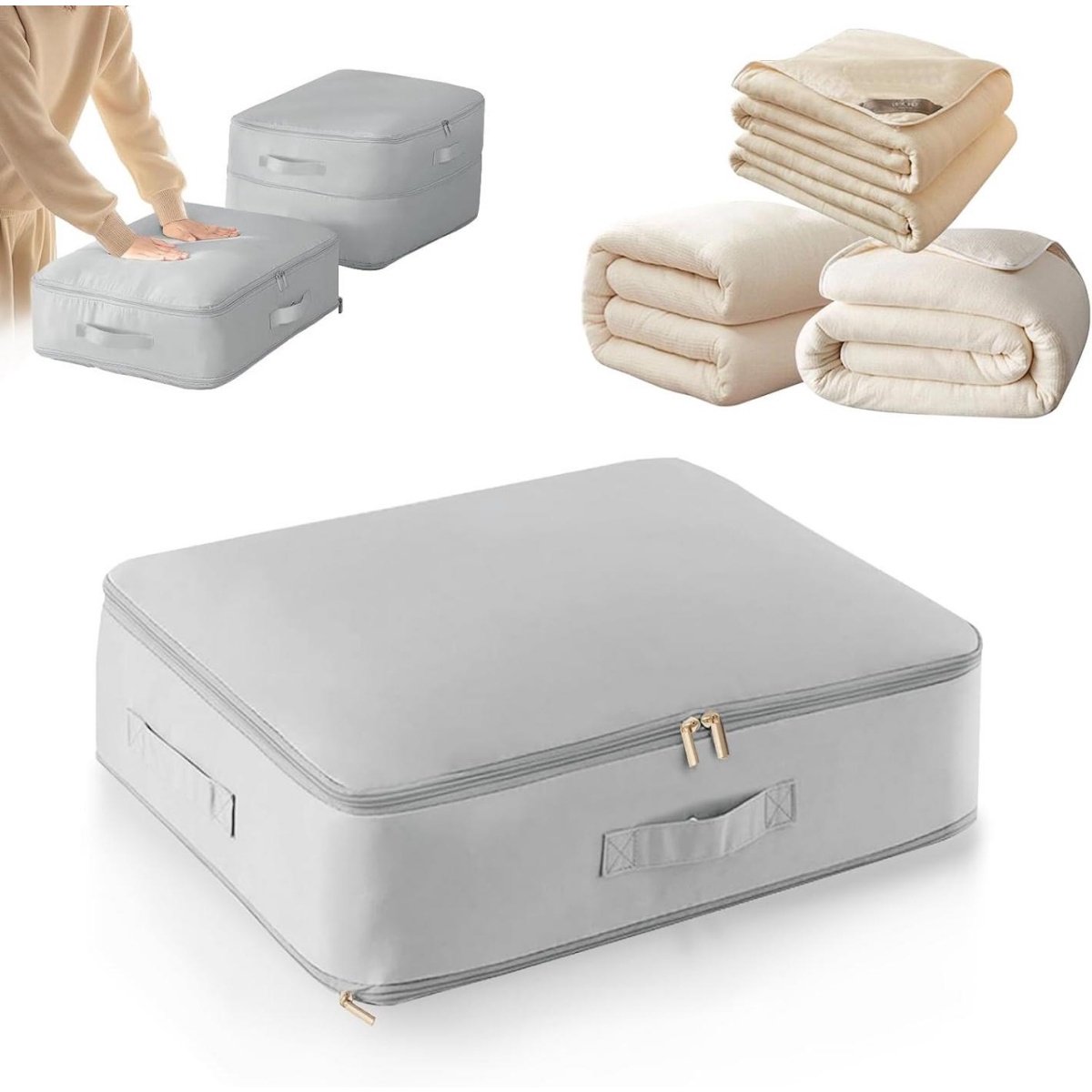 SSTRWGOOD Vacuum opbergzakken - Opvouwbare Opslagzakken met Zelfcompressie - 54x42x30cm - Waterdicht Stofdicht Vochtbestendig met Handgreep - Geschikt voor Kleding Beddengoed en Seizoensartikelen - Gemaakt van Twillstof