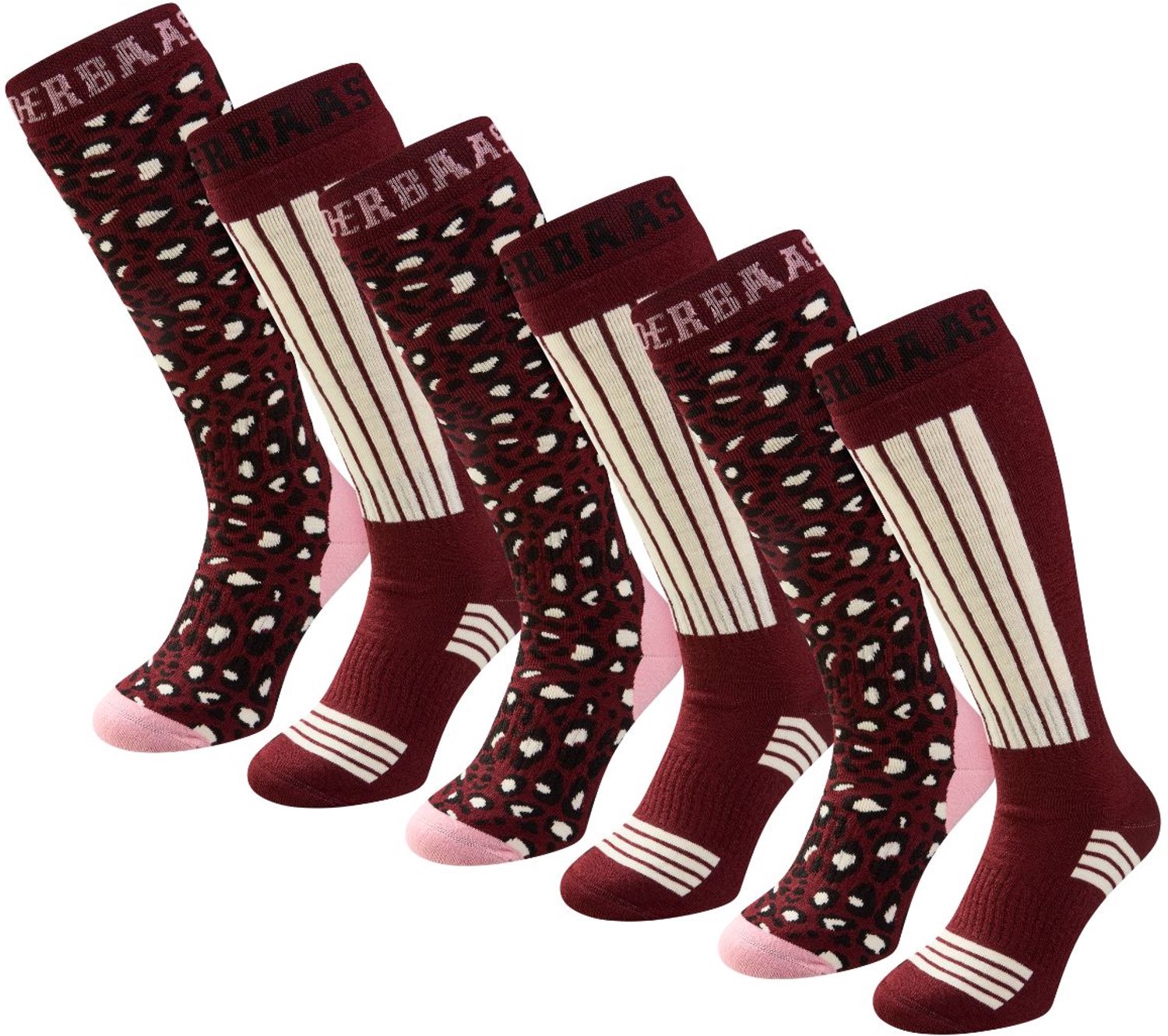 Poederbaas Dames Skisokken 6 Paar Rood