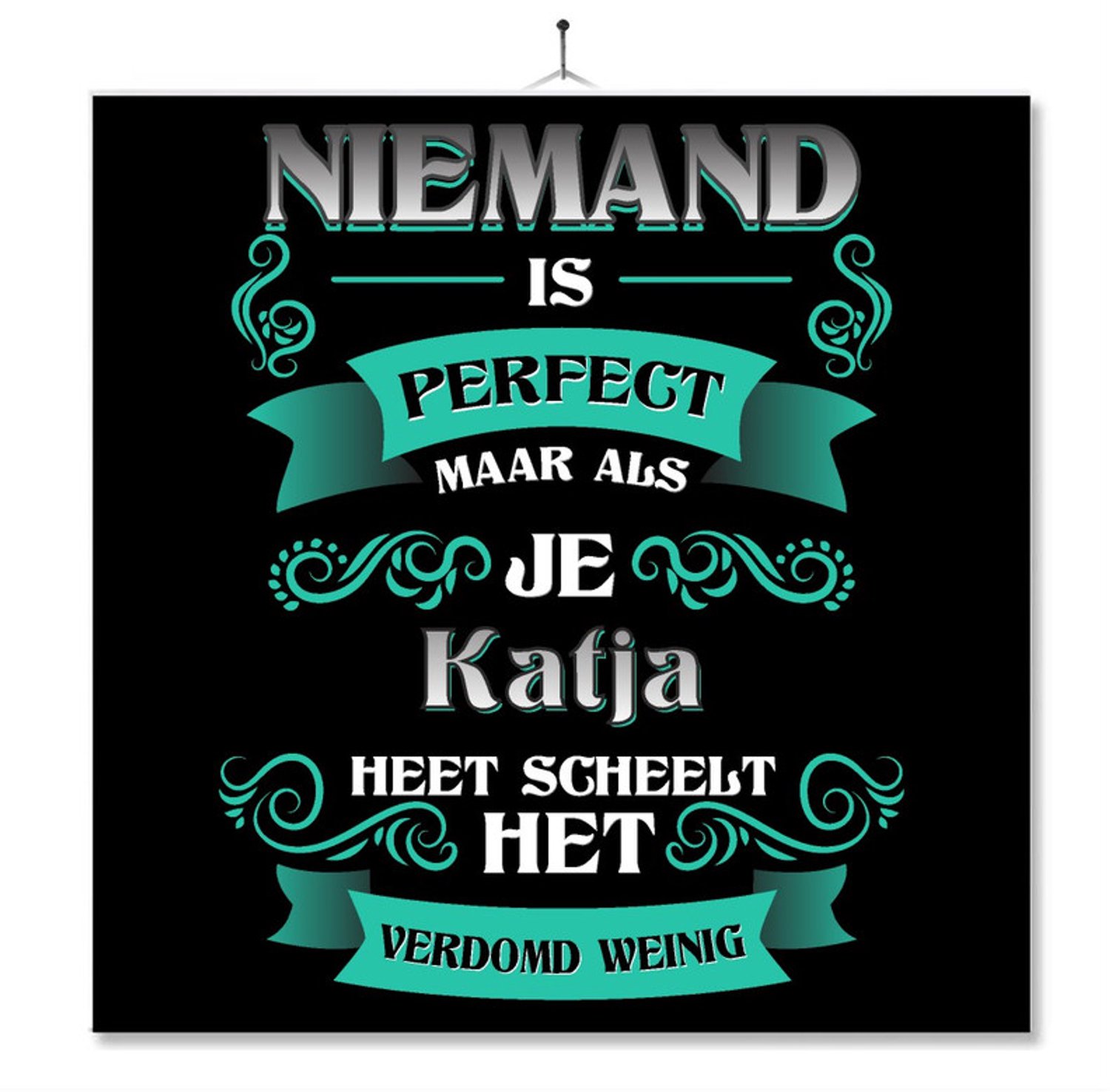 MC Living Tegel Met Opdruk | Kado | Cadeau | Niemand Is Perfect Maar Als Je Katje Heet Scheelt Het Verdomd Weinig Multi-Color