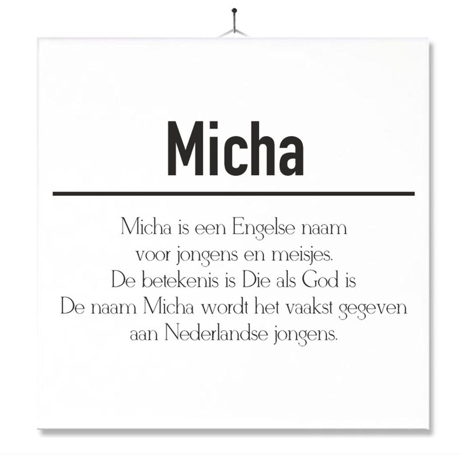 MC Living Tegel Met Opdruk | Betekenis | Kado | Cadeau | Met Naam - Micha Multi-Color