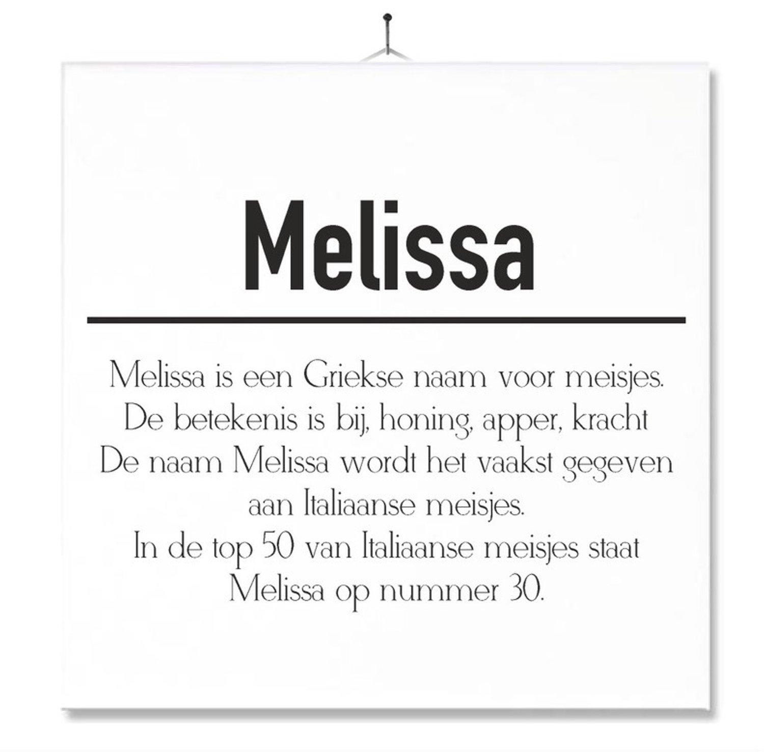 MC Living Tegel Met Opdruk | Betekenis | Kado | Cadeau | Met Naam - Melissa Multi-Color