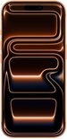 Vue de face d'un smartphone orange avec un motif lumineux abstrait et ondulé sur l'écran.