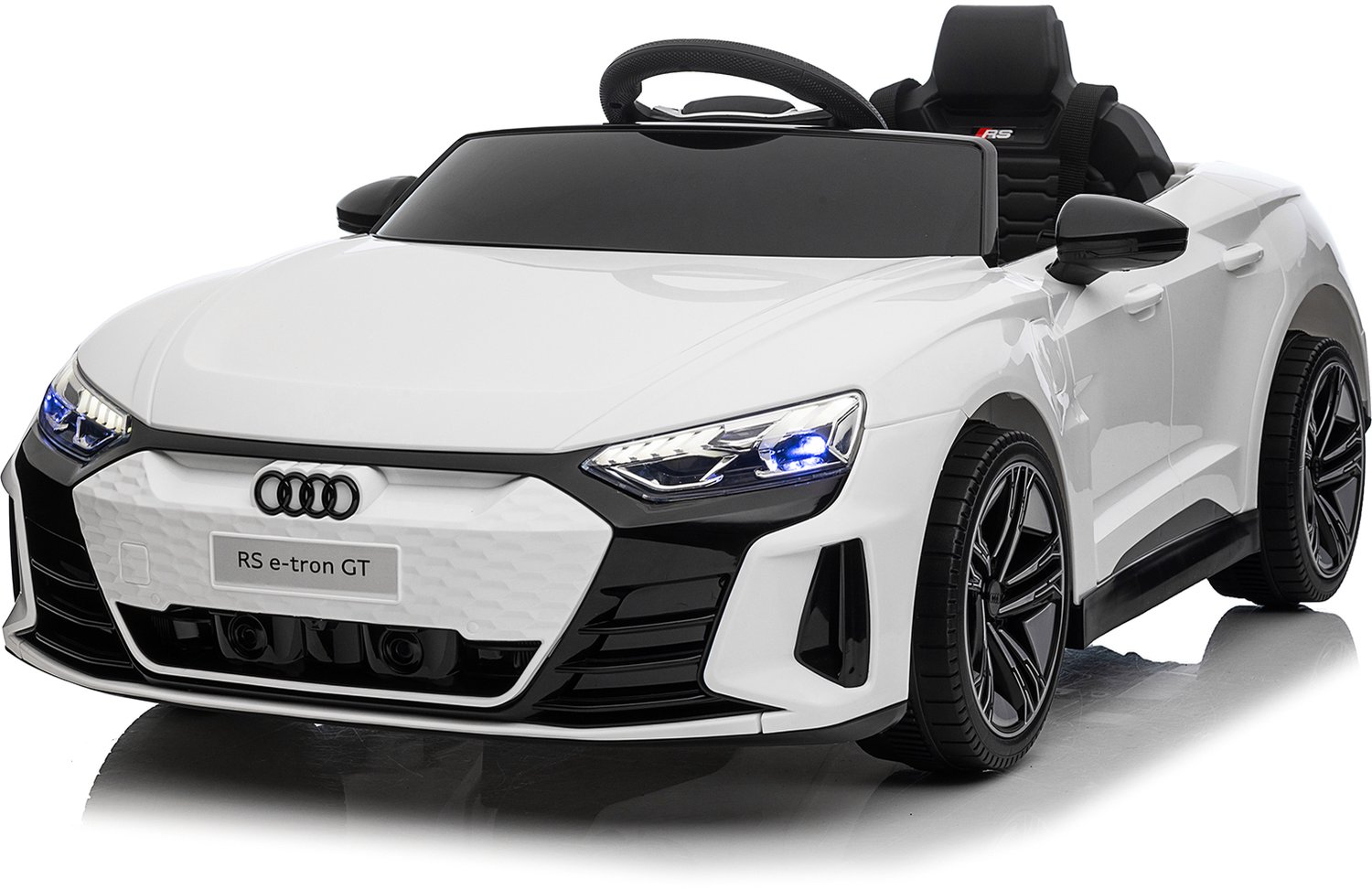 Elektrische kinderauto Audi RS e-tron GT (12V) met muziek, brede zitting en verstelbare veiligheidsgordel,Wit