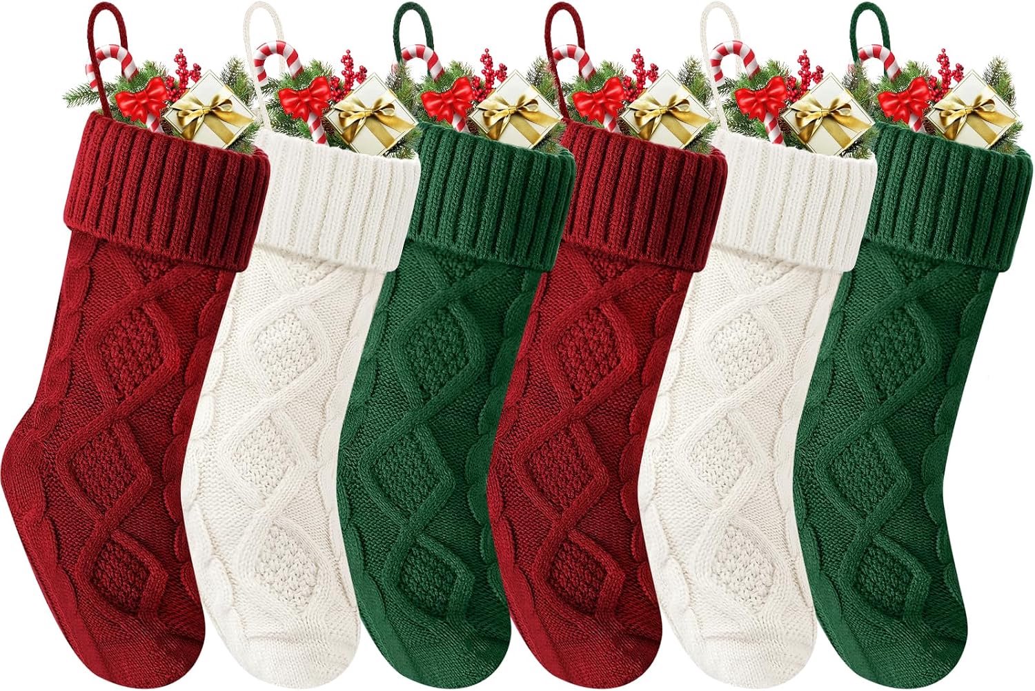 Kerstsokken van 46 cm, gebreide kerstsokken als kerstdecoratie