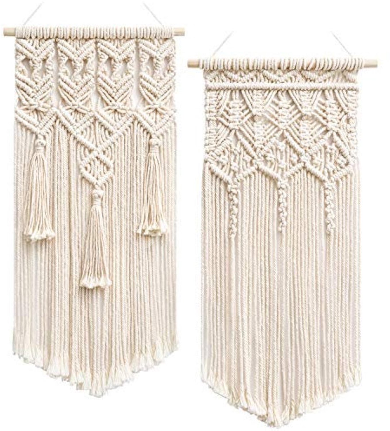 Set van 2 Macrame Wandhangers in Bohemian Stijl