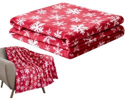 Kerstdeken - warm en ademend - met kerstprints - licht en veelzijdig - voor bank bed en auto - comfort het hele jaar - ideaal als kerstcadeau - Festieve Woondecoratie - Ideaal Cadeau voor Winter - Formaat 70x100 cm - Rode Kleur